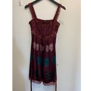 Betsey Johnson burgundy dress with bow print